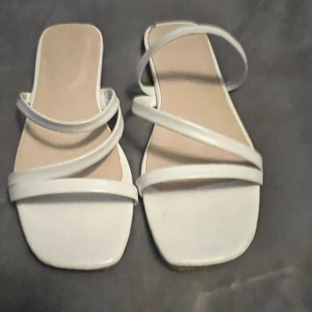 White dress slip on sandals
